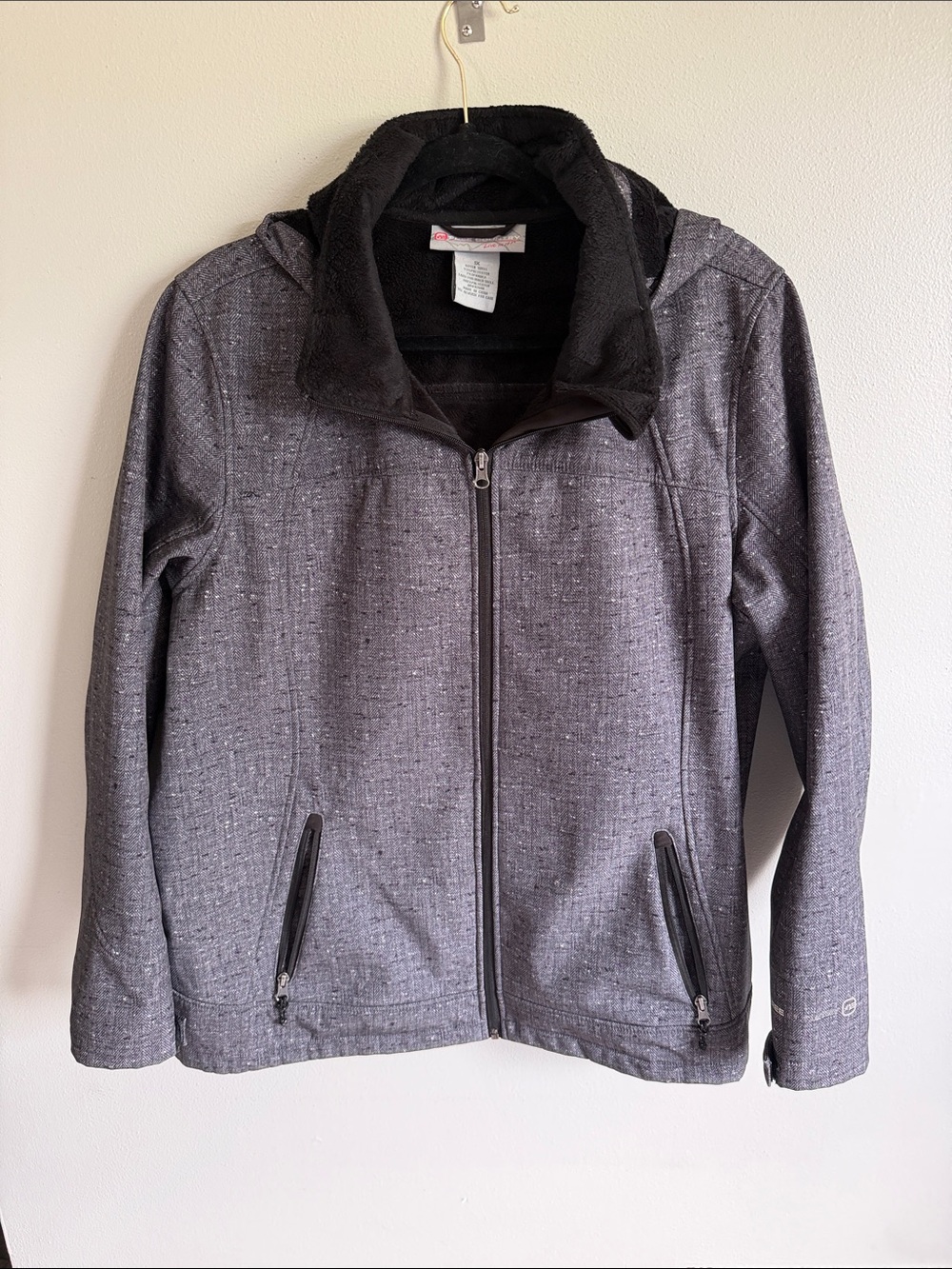 Free Country Size 1X Heather Gray Zip-Up Hooded Jacket